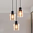 Suspension Pella 3 lumières en verre ambré - noir