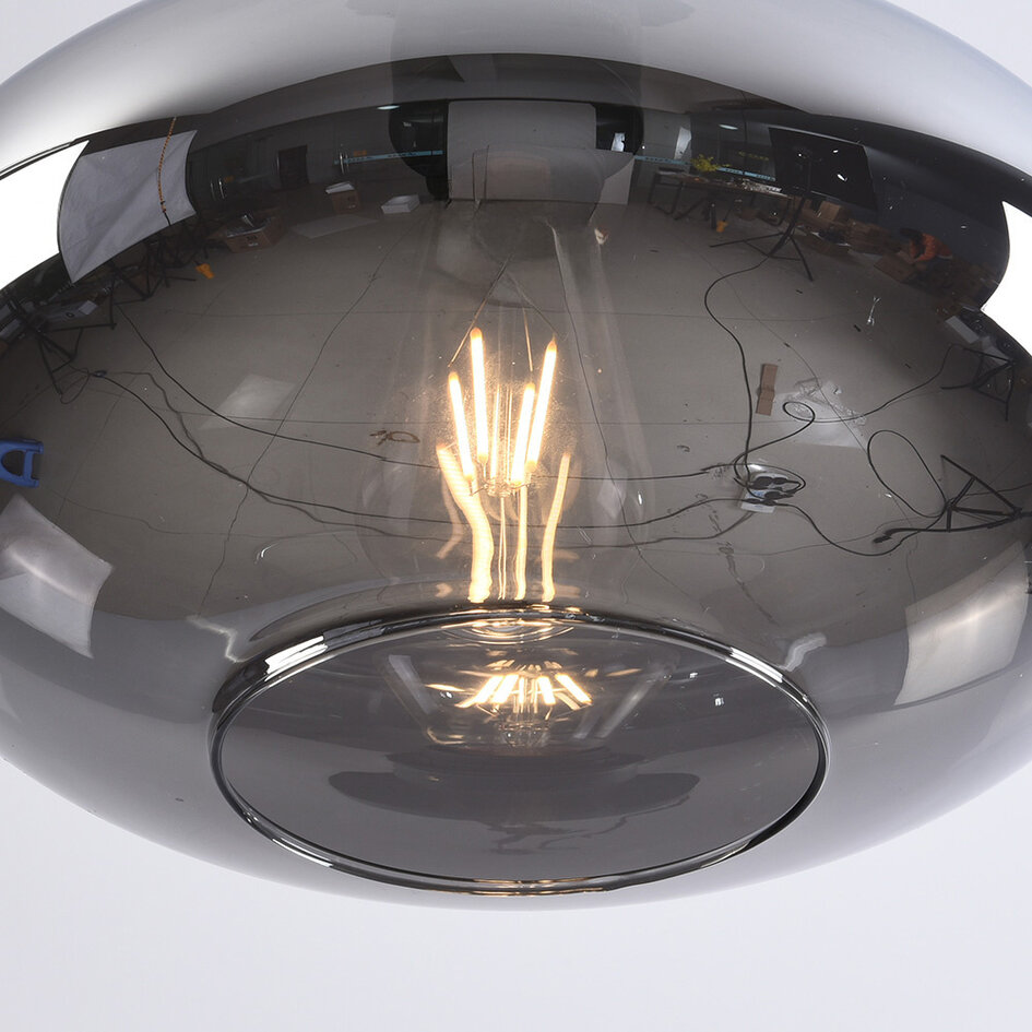 Plafondlamp Veda met rookglas