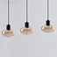 Suspension Vere 3 lumières en verre ambré - noir
