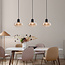 Lampe suspendue Vere avec verre ambré, 3 lumières