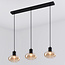 Suspension Vere 3 lumières en verre ambré - noir