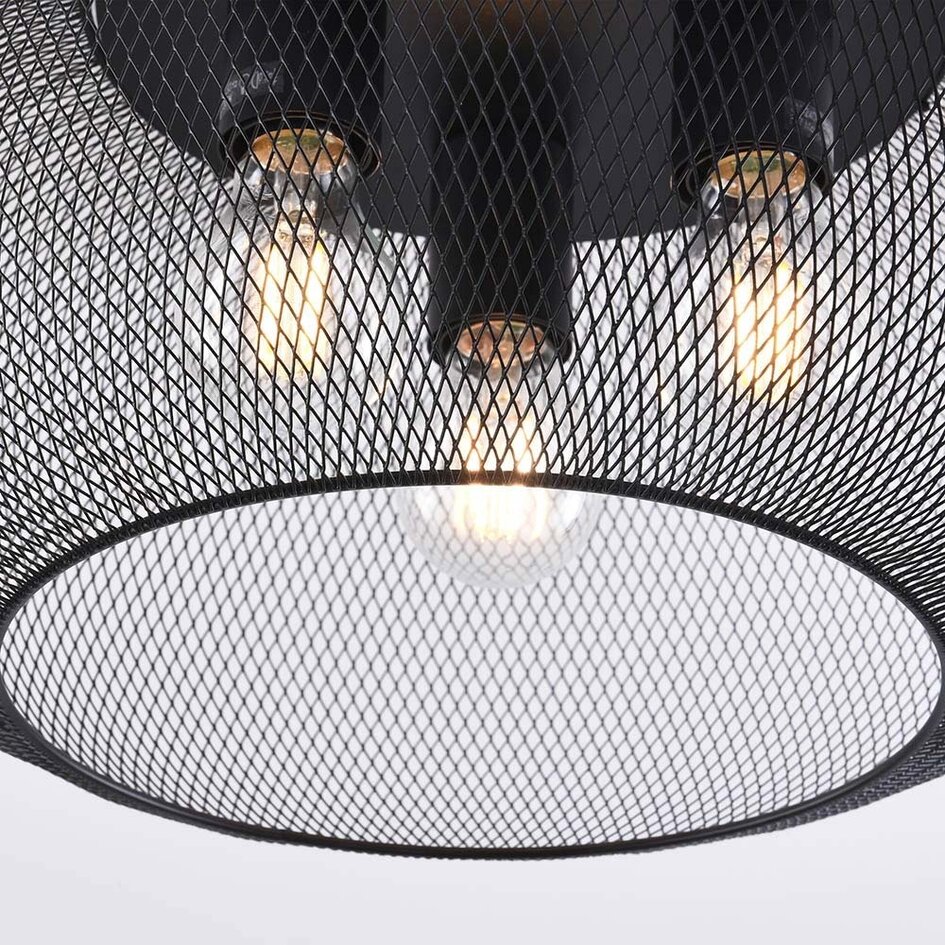 Plafonnier Caia 3 lumières - métal noir avec abat-jour perforé