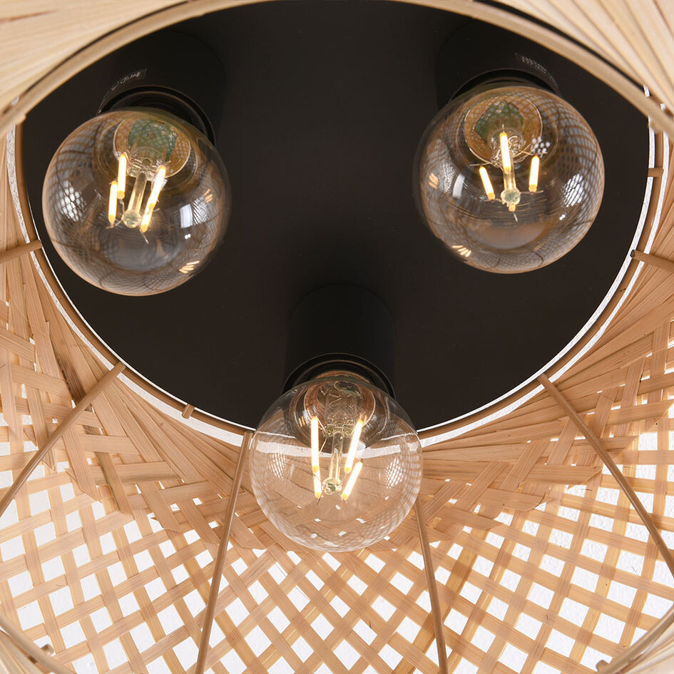 Plafonnier en bambou, 3 lumières - Caia