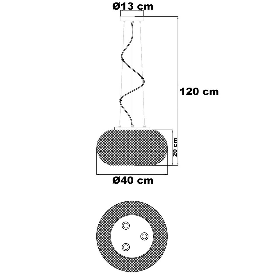 Lampe suspendue industrielle noire, 3 lumières - Cerise