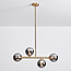 Lampe suspendue Asun avec cadre doré et boules en verre fumé avec effet miroir