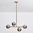 Suspension Asun 4 lumières en verre fumé à effet miroir - doré