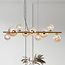 9-lichts hanglamp Ennea - goud en amber glas