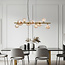 Gouden design hanglamp met amber glas, 9-lichts - Ennea