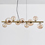 Gouden design hanglamp met amber glas, 9-lichts - Ennea