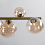 Gouden design hanglamp met amber glas, 9-lichts - Ennea