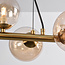Gouden design hanglamp met amber glas, 9-lichts - Ennea
