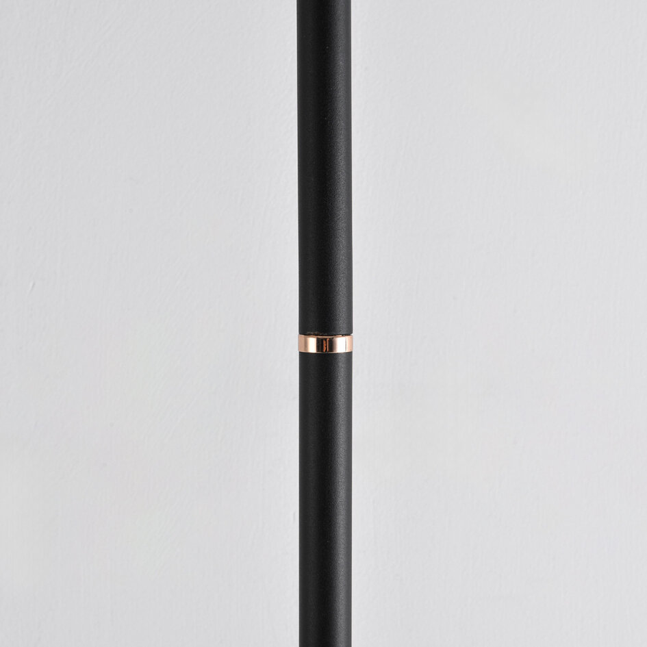 Lampadaire noir Kisho avec 2 spots - détails dorés