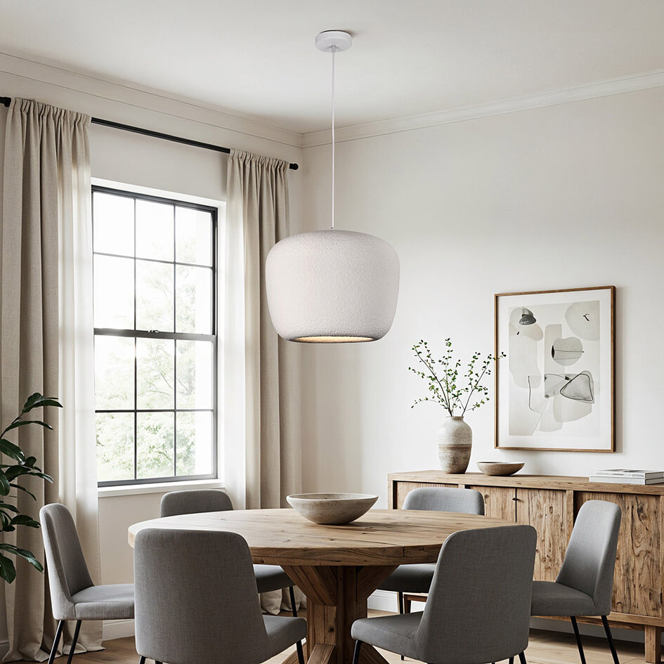 Lampe suspendue Wabi Sabi Kumo Ø40 cm avec effet pierre - blanc