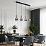 Lampe suspendue Imke noir avec détails dorés et verre fumé, 4 lumières