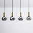 Hanglamp Imke 4-lichts - zwart, goud en rookglas