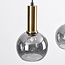 Lampe suspendue Imke noir avec détails dorés et verre fumé, 4 lumières