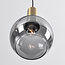 Lampe suspendue Imke noir avec détails dorés et verre fumé, 4 lumières
