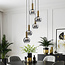 Lampe suspendue design Imme or avec verre fumé, 5 lumières