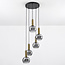 Suspension 5 lumières Imme - doré et verre fumé
