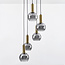 Lampe suspendue design Imme or avec verre fumé, 5 lumières