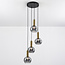 Lampe suspendue design or avec verre fumé, 4 lumières - Imme