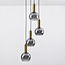 Lampe suspendue design or avec verre fumé, 4 lumières - Imme