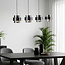 Lampe suspendue Faey noir avec verre fumé, 4 lumières