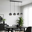Lampe suspendue Faey noir avec verre fumé, 4 lumières