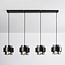 Lampe suspendue Faey noir avec verre fumé, 4 lumières