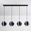 Lampe suspendue Faey noir avec verre fumé, 4 lumières