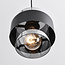 Suspension 4 lumières Faey - noir et verre fumé