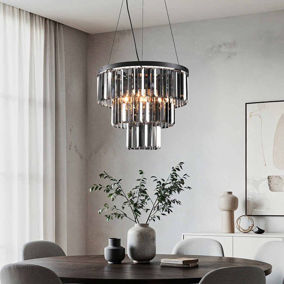 Lampe suspendue de luxe noire - Crystal