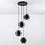 Suspension 4 lumières Fynna - noir et verre fumé