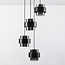 Suspension 4 lumières Fynna - noir et verre fumé