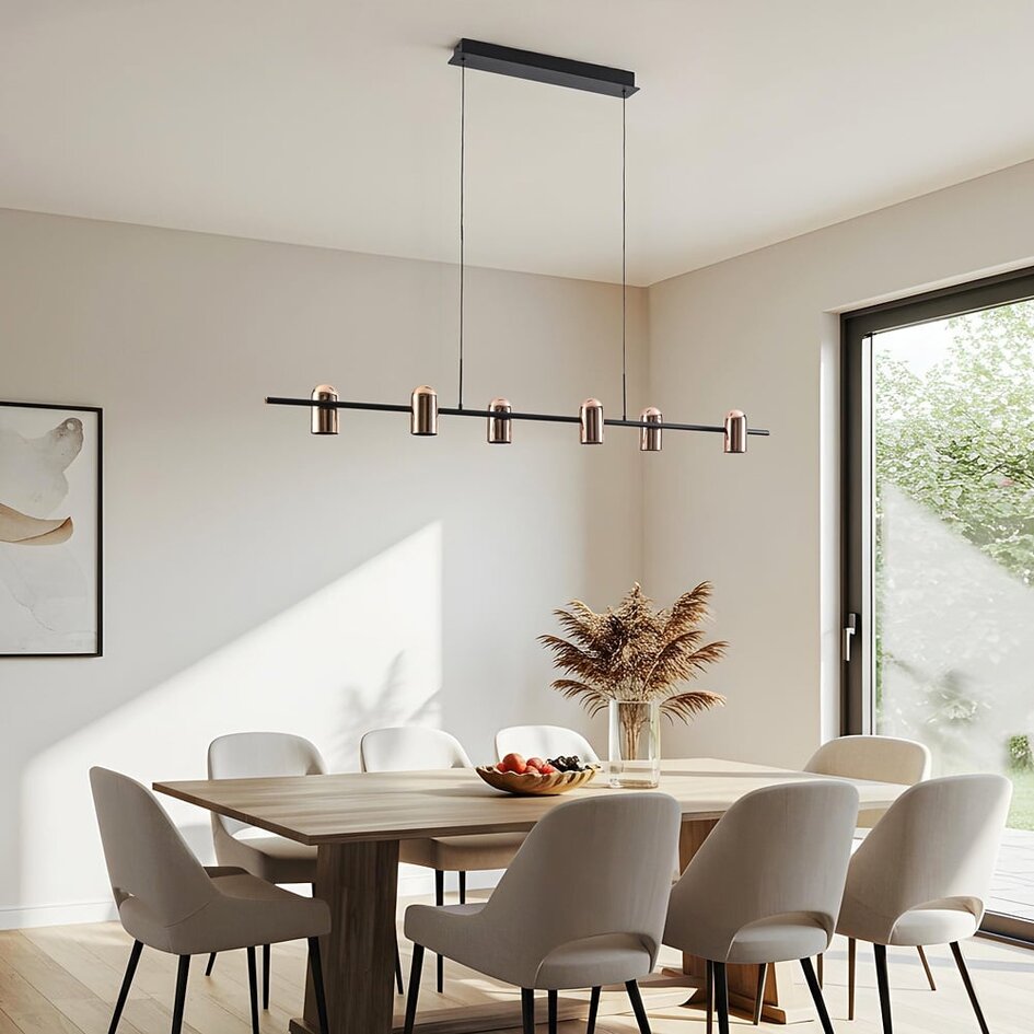 Hanglamp Kyo, 6-lichts - zwart met goud