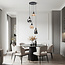 Lampe suspendue 4 lumières noire avec verre ambré et fumé - Loïs