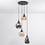 Suspension 4 lumières Loïs - noir, verre ambré et fumé