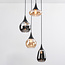 Lampe suspendue 4 lumières noire avec verre ambré et fumé - Loïs