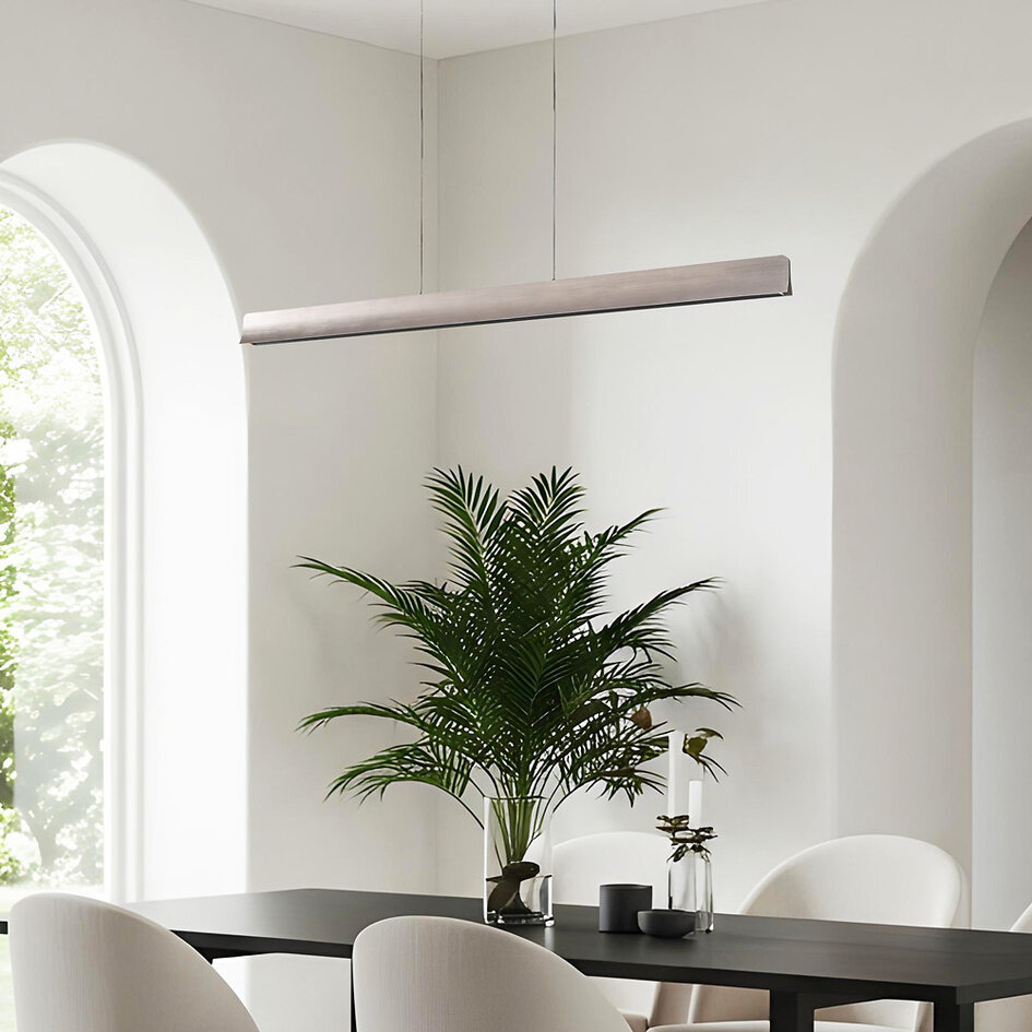 Moderne verstelbare hanglamp Miyo met dimbare LEDs, geborsteld grijs - max. 40W