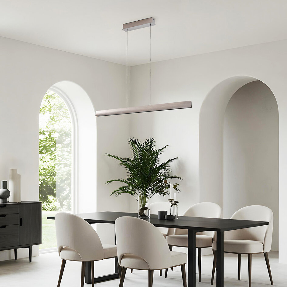 Moderne verstelbare hanglamp Miyo met dimbare LEDs, geborsteld grijs - max. 40W