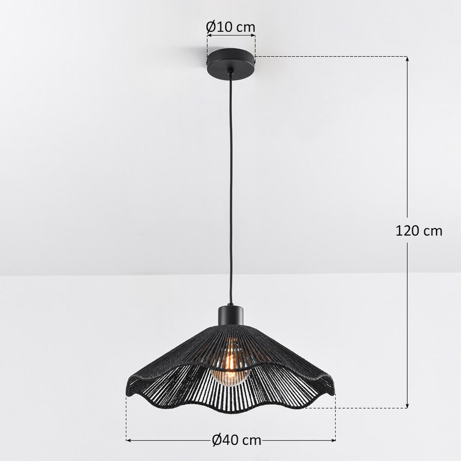 Hanglamp zwart met gevlochten touw - Artigo