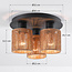 3-lichts plafondlamp Canna - zwart en touw