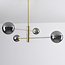 4-lichts plafondlamp Stiri - smoke glas in goud