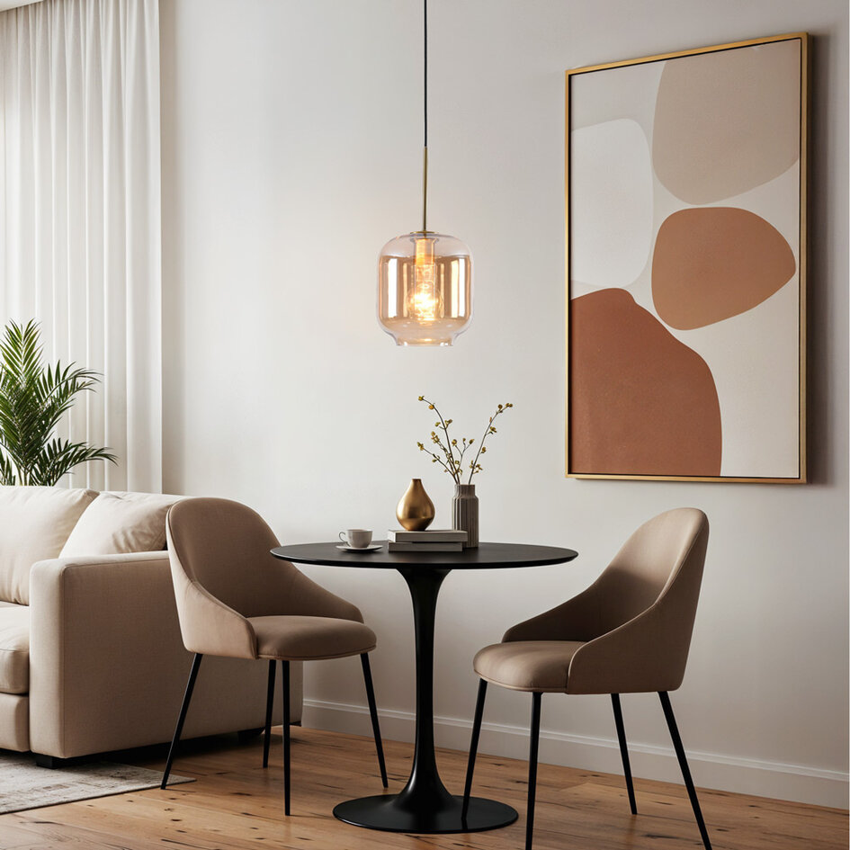 Design hanglamp met amber glas - Venice