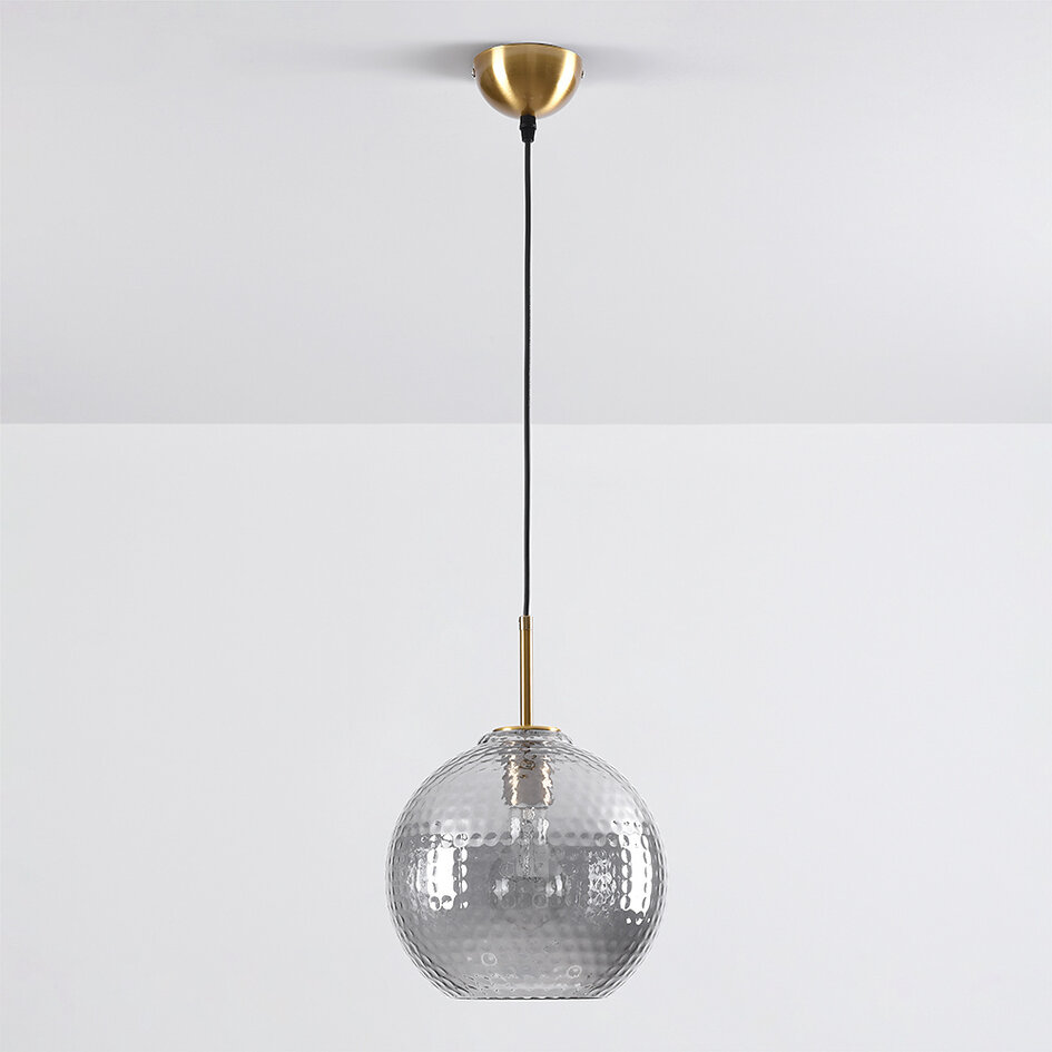 Hanglamp Johnny met geribbeld smoke glas