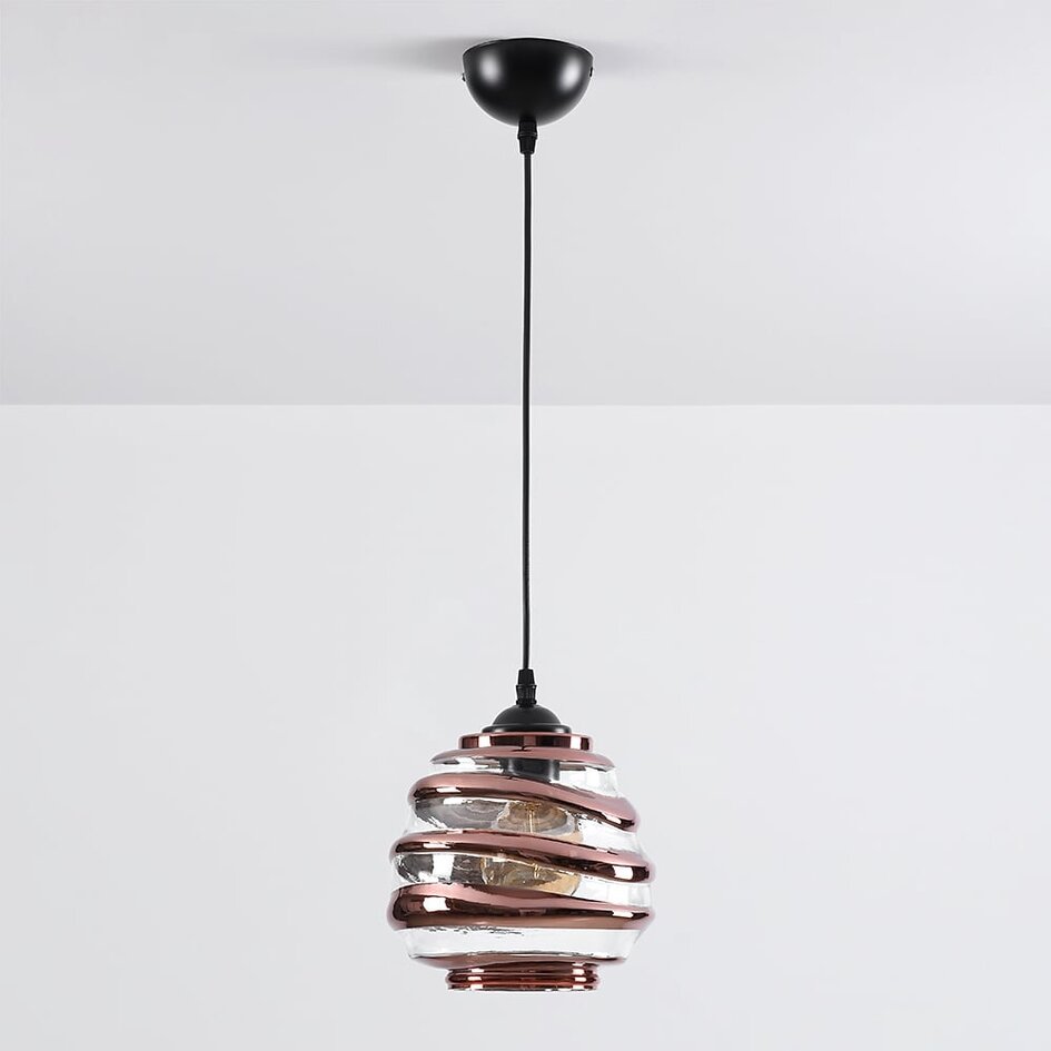 Hanglamp Mace met golvend glas en bronzen details
