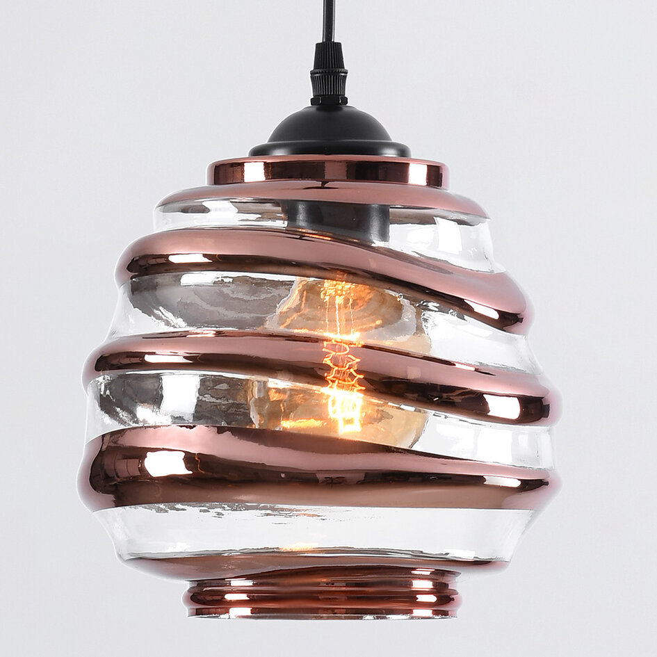 Hanglamp met golvend glas en bronzen details - Mace
