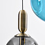 4-lichts hanglamp Kevin met golvend glas - smoke blauw glas