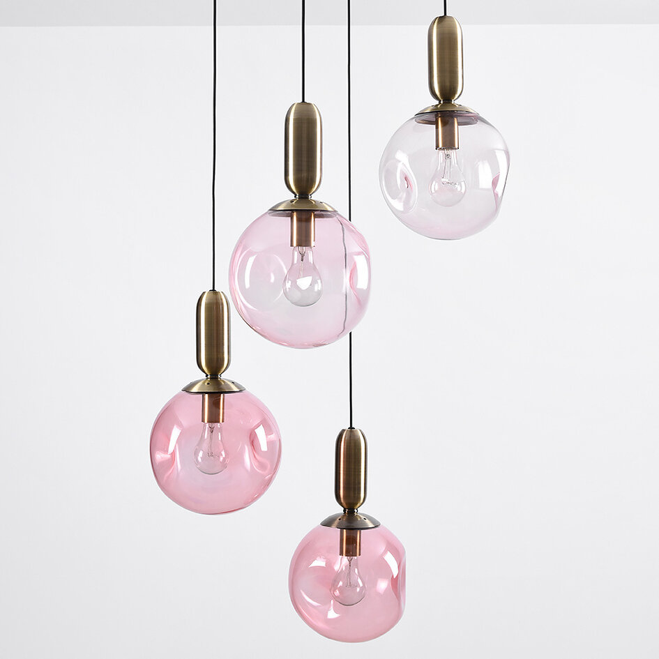 4-lichts hanglamp Kevin met golvend glas