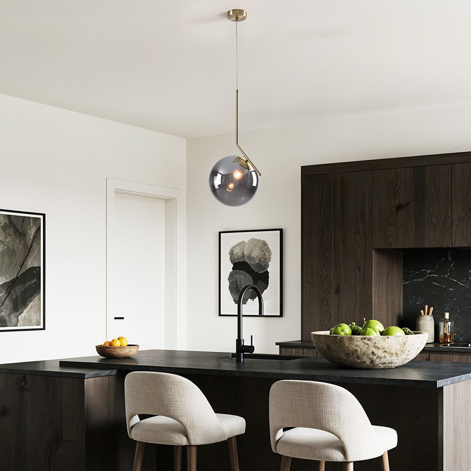 Design hanglamp Roy - smoke glas met spiegeleffect